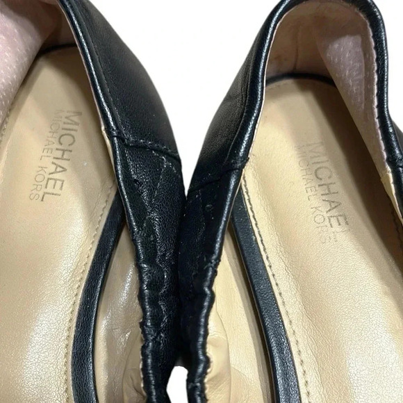 Micheal Kors  shoes,women sz 7, black ballet flats ,MK  metal logo ,quilt look - Picture 7 of 14